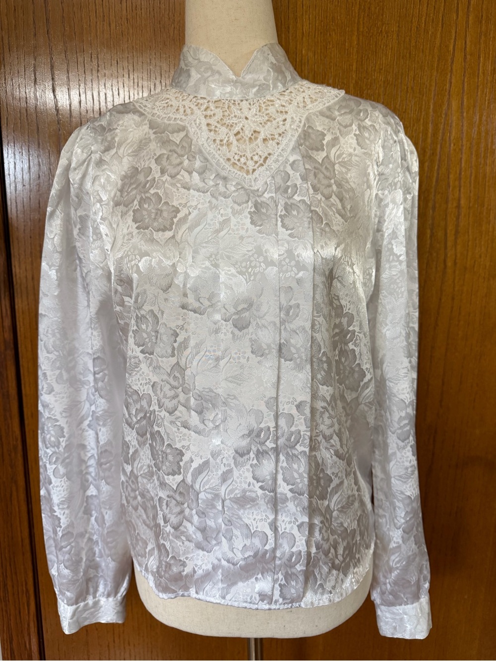 Elegant White Lace-Accent Women's Blouse